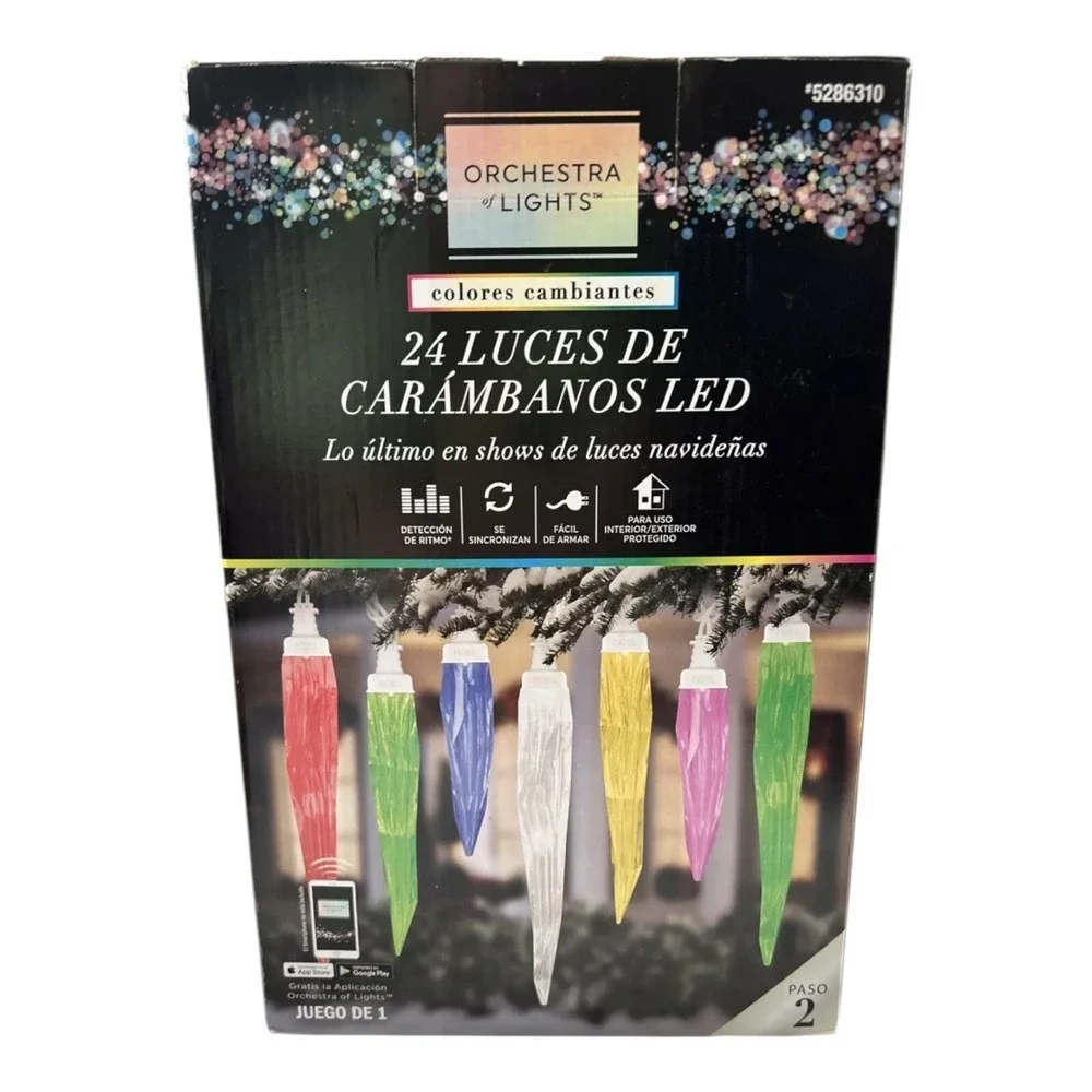Gemmy Orchestra of‎ Lights 24-Count Multi-function LED Plug-In Christmas Icicle